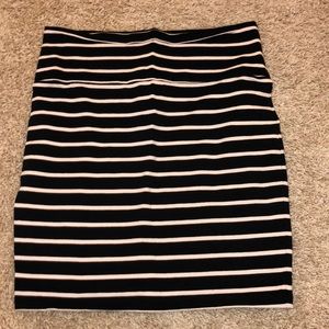 black and white stripped skirt